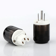Pair Gold/Rhodium Plated US AC Audio Mains Plug IEC C15 HiFi Power Wire Connetor