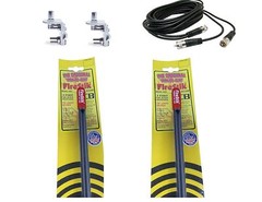 NEW 2 FIRESTIK 2 KW3 B 3FT BLACK CB ANTENNAS, 18FT DUAL COAX, BRACKETS & STUDS