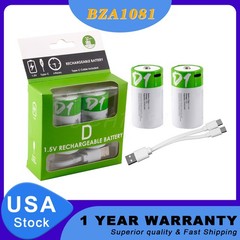 USB Rechargeable D Size Lithium ion Batteries LR20 1.5V 12000mWh with Cable Lot