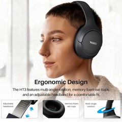 HT3 Hybrid Noise Cancelling Headphones: 90H Wireless, AI Assistant, Hi-Res Sound