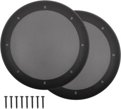 ABS Plastic Frame Metal Mesh Grill Covers – 8″ Black 2Pcs