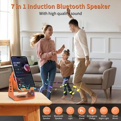 RGB Wireless Induction Speaker 5 in 1 Bluetooth Speaker Phone Stand USB Charger
