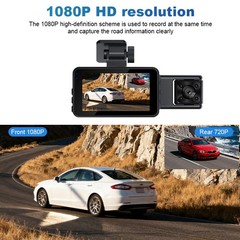 4K Dual Lens Car DVR Camera Dash Cam Front+Rear+Inside Video Recorder G-Sensor