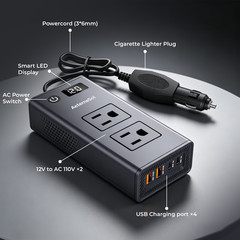 200W Car Power Inverter DC 12V to AC 110V Converter Adapter Charger Outlet 4USB