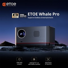 ETOE Whale Pro 4K Projector 1080p FHD Beamer,1500 ANSI,Auto Focus & Keystone