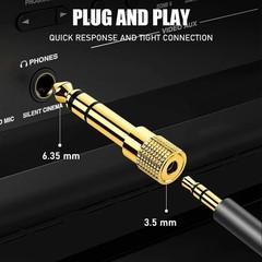 6.3mm 1/4″ Male plug to 3.5mm 1/8″ Female Jack Stereo Headphone Audio Adapter