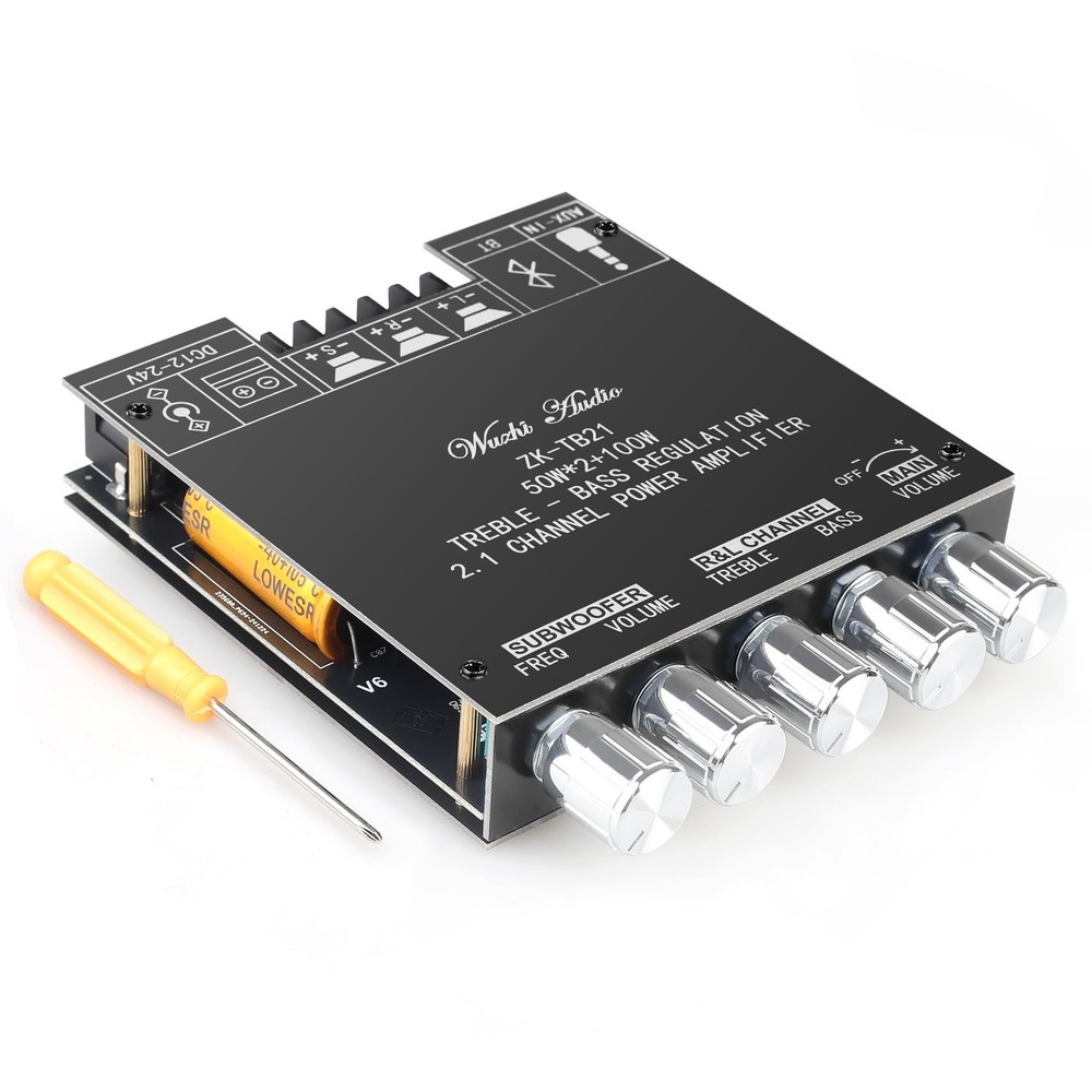 ZK-TB21 50W+50W+100W 2.1CH Bluetooth 5.0 Subwoofer Amplifier Board – Black