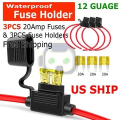 3 Pack 12 Gauge 20A ATC Mini Blade Holder Copper Wire Add Circuit Fuse Tap