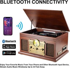 10-in-1 Bluetooth Record Player Multifunctional 3-Speed Turntable Vinyl Record