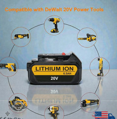 2 x 20V 6.5Ah DeWalt Compatible Lithium Ion Battery Rechargeable 130 Wh DCB 205