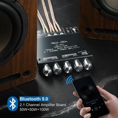 ZK-TB21 50W+50W+100W 2.1CH Bluetooth 5.0 Subwoofer Amplifier Board – Black