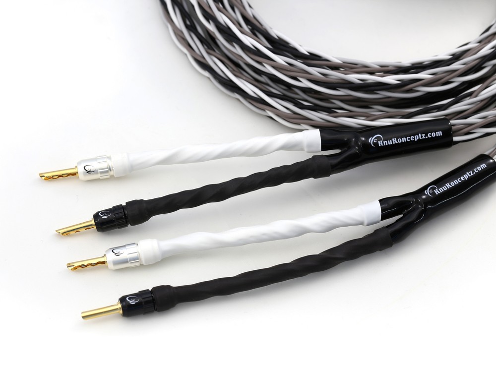 KnuKonceptz Krux Interlaced Braided 8 Gauge Speaker Cable 8′ Pair w Banana Plugs
