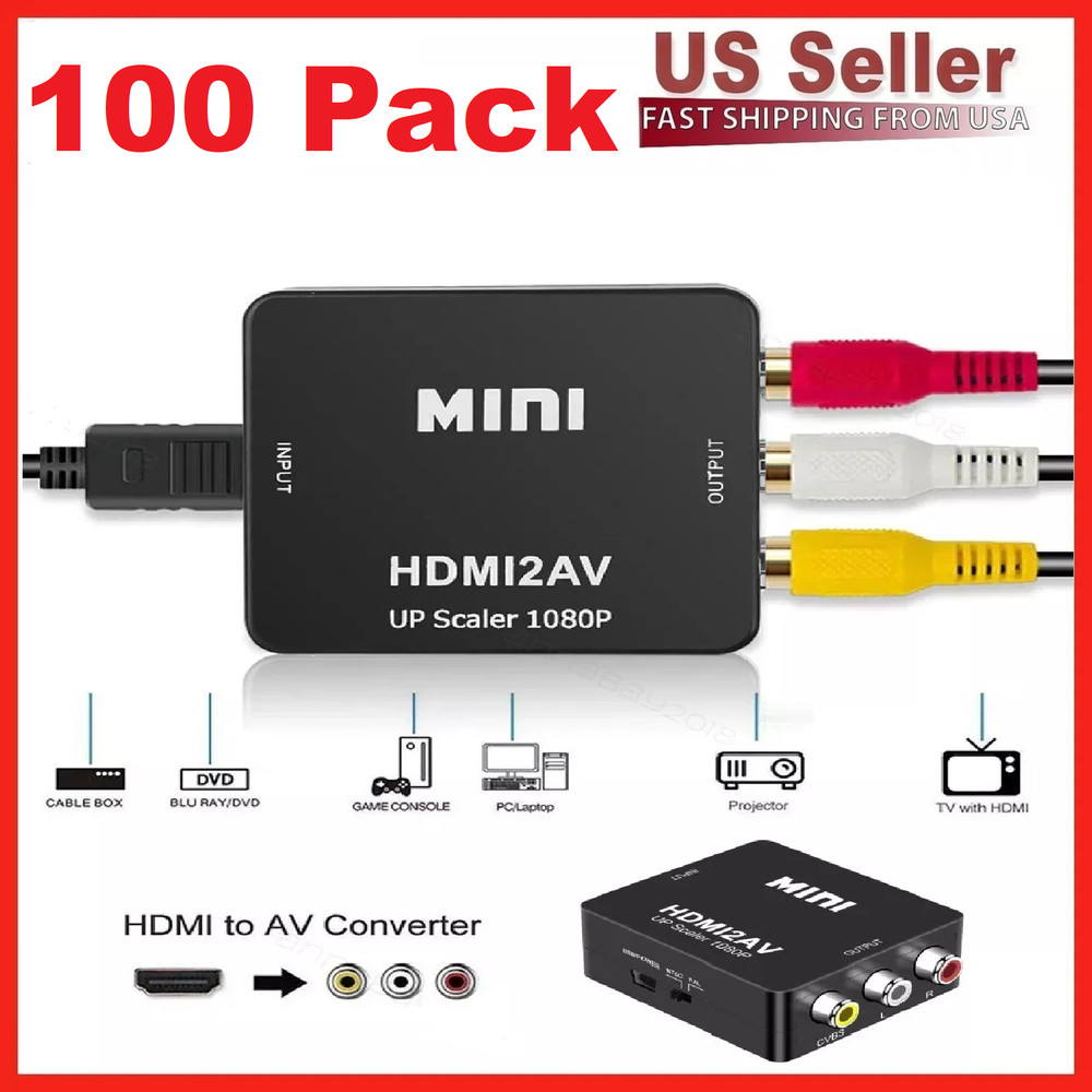 100 HDMI To RCA AV Adapter Converter Cable CVBS 3RCA 1080P Composite Video Audio