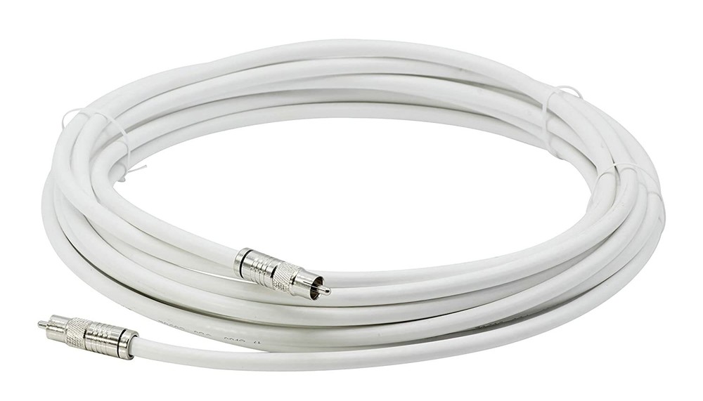 White Digital Audio Coaxial Cable Subwoofer Cable – (S/PDIF) RCA Cable, 20 Feet