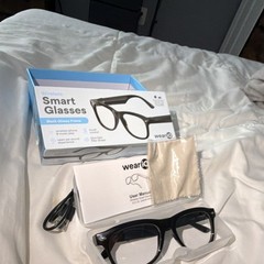 weariQ Wireless Smart Glasses Black Glossy Frame Touch Control Open Ear Sound