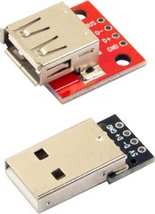 10pcs USB 2.0 Type A Male and Female Breakout Board 4 pins 2.54mm Output (5pcs M
