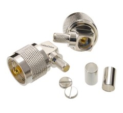 5-Pack Right-Angle UHF PL-259 Male Crimp-Type RF Connector for RG8X, MR240 Coax