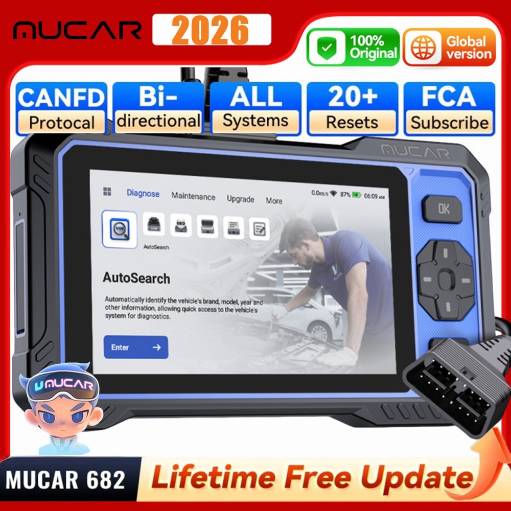 2026 MUCAR 682 Car Full System Diagnostic Tool AI OBD2 Scanner 20 Services CANFD