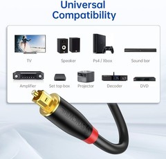 3.3ft Fiber Optic Optical Cable with Gold-Plated Connectors for Soundbar