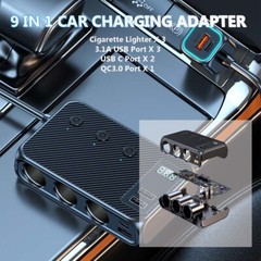 9 in 1 Multi Car Cigarette Lighter Socket Expander USB Charger Power Adapter