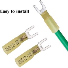 10PCS HEAT SHRINK #10 FORK SPADE TERMINALS INSULATED 12-10AWG WIRE CONNECTORS US