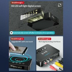 3.5mm AUX To RCA Wireless Audio NFC Adapter Bluetooth5.0 Receiver FM Transmitter