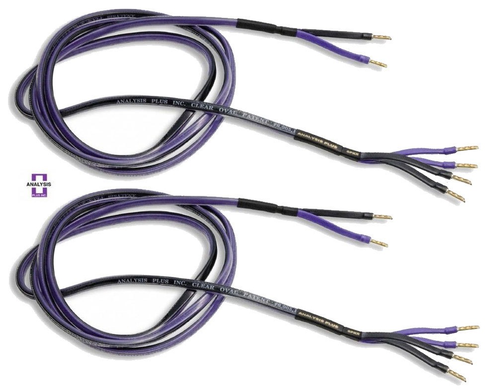 Analysis Plus Bi-Wire Clear Oval Speaker Cable Bi-Wired Stereo Pair 8 ft