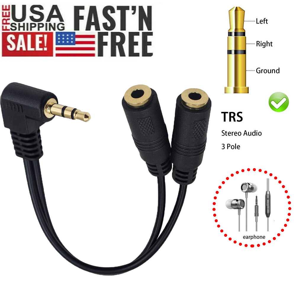 3.5mm Headphone Splitter Adapter Audio Splitter 3.5mm Male to 2 Female Cable