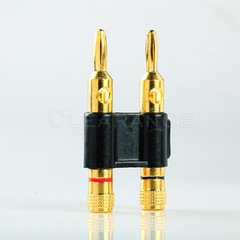 Black premium gold dual 2 banana plug post jack speaker audio connector