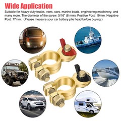Brass Battery Terminal Positive & Negative Clamps Connectors For Marine Car Boat