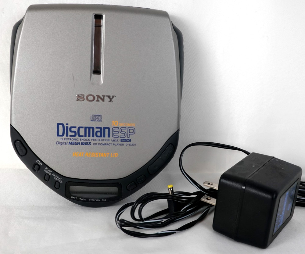 Sony Discman ESP D-E301 Portable CD Player VTG 1997 AC Adapter fully tested