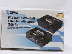 Vanco 280544 VGA Extender w/ Audio over CAT5e CAT6 Up to 500ft NEW