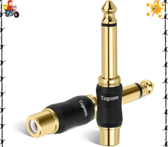 Togconn RCA to 1/4 Inch Adapter 2 Pack, 6.35mm Quarter Inch TS Mono Male to R…