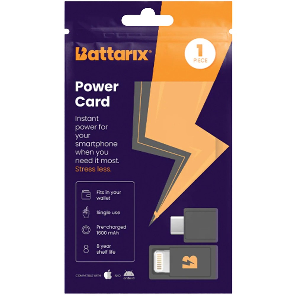 Battarix Power Card Emergency Power Bank Charger for Smartphones Android IOS