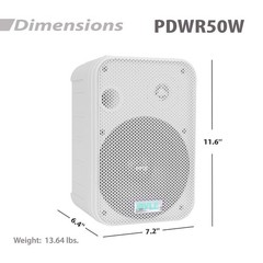 Pyle Wired 6.5″ Indoor/Outdoor Waterproof Speakers (Pair) – White PDWR50W