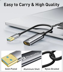 Reborn USB to HDMI Adapter 1080p 60Hz USB 3.0 Male to HDMI Female Converter Card