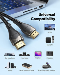 Short HDMI Cable 6 Inch 2-Pack 10K 8K , HDMI 2.1 Cable 0.5FT 48Gbps Ultra High S
