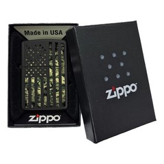 ZIPPO 218CI413258 indproof Lighter Camouflage United States Flag, Black Matte