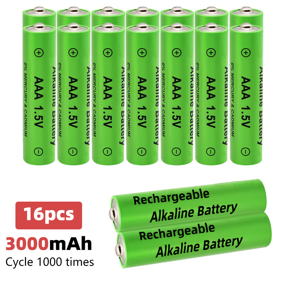 16 Pack AA AAA Rechargeable Batteries 1.5V 3000mAh Alkaline Battery Long Lasting