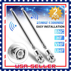 2x Radio Telescopic BNC Antenna Connector AM/FM/UHF/VHF for Police Radio Scanner