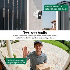 1080P Wireless Camera AI Human Detection Night Vision 2-Way Audio 2.4G WiFi Batt