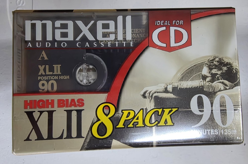 Maxell High Bias XLII 90 Minute 8 Pack Blank Audio Cassettes Brand New