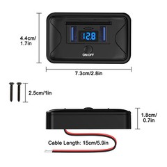 12-24V 3 Port Quick Charge QC3.0 Port & PD USB C Car Charger Socket Power Outlet