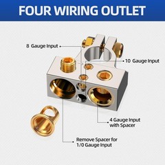 Battery Terminal Connectors, 0/2/4/6/8/10 AWG Battery Terminals, Heavy Duty Car