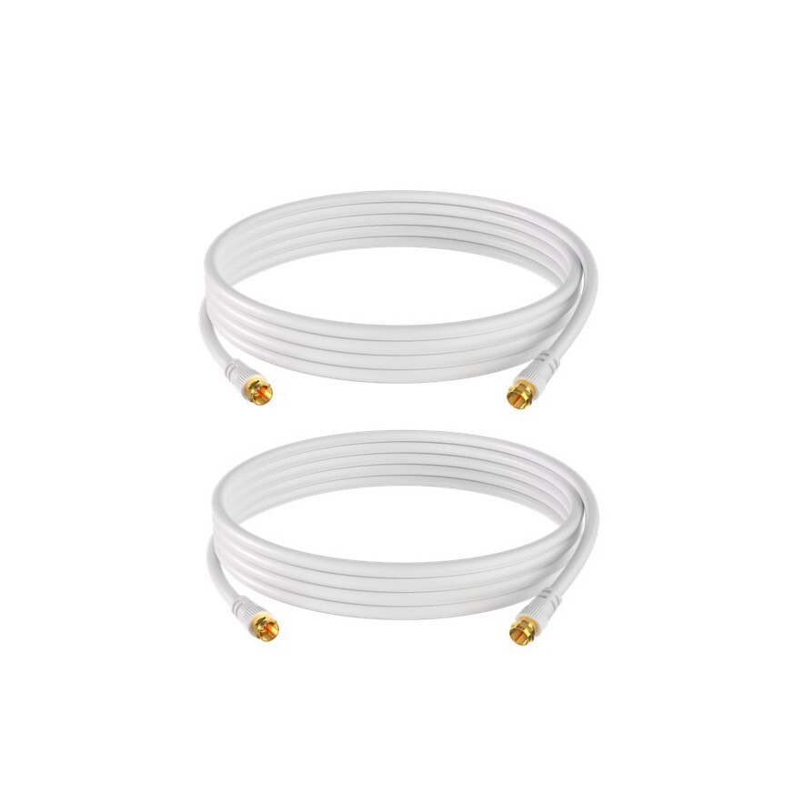 2-Pack-RG6 Coax Dual Shield Cable w/F-Connectors White/Black 3ft – 100ft LOT