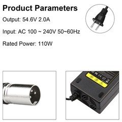DC 54.6V 2A For 48V Lithium Battery Charger 3 pin XLR Male Connector US Plug