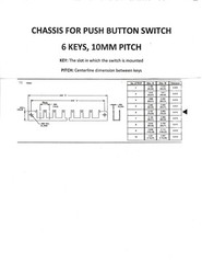 Push Button Switch, Chassis, Six Key, 10mm Pitch, E-Switch / Toneluck / C&K
