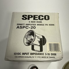 SPECO TECHNOLOGIES ASPC-20 PA Horn Weatherproof 20W 6 In. 36H458