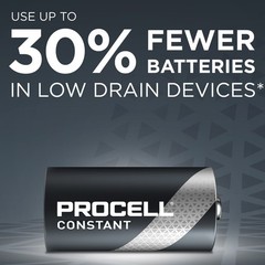 12pc Duracell PROCELL Constant Power PC1300 1.5V D Everyday Alkaline Batteries