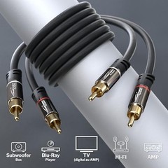 KabelDirekt – RCA Stereo Cable & Cord – 6 feet short (dual 2 x RCA male to 2